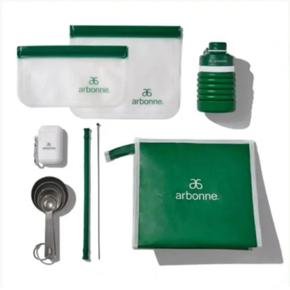 NEW Arbonne Good to be Green Kit Travel Cup Measuring Spoons Collapsible